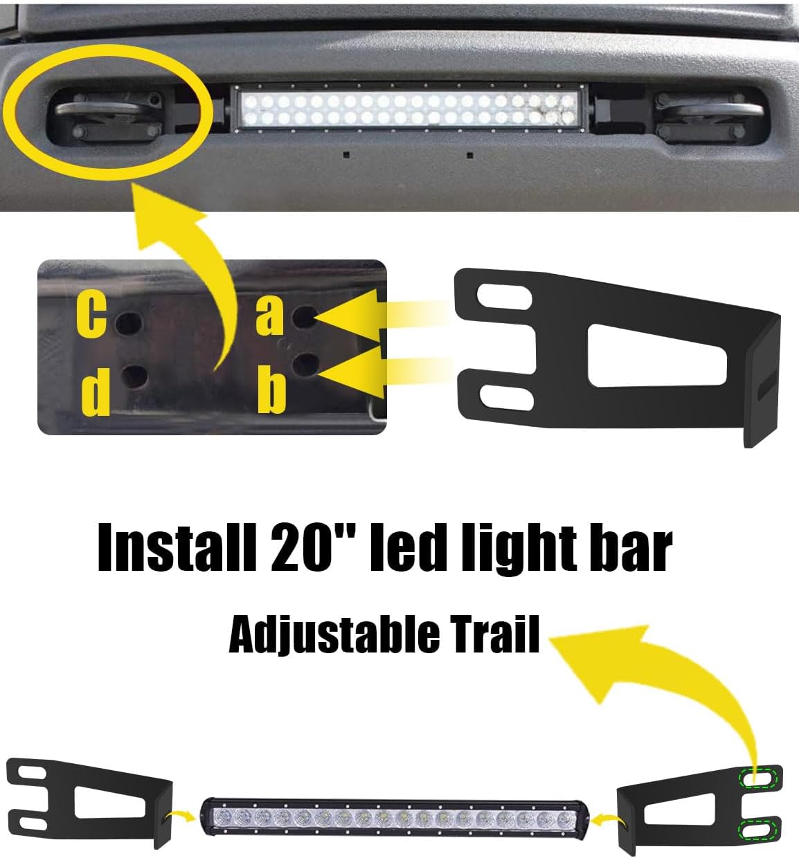 20’’Led Light Bar Hidden Bumper Mounting Brackets Compatible with 2003-2014 Dodge Ram 2500/3500