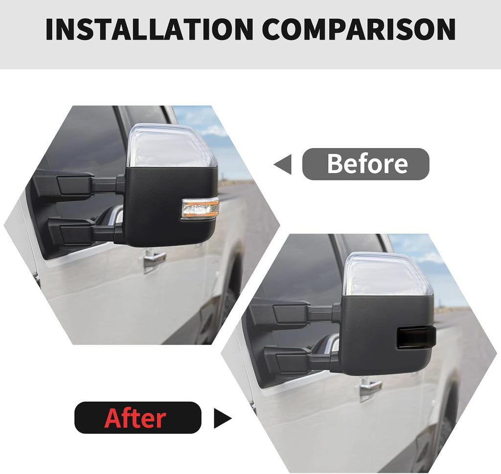 RT-TCZ Smoked Black Rearview Mirror Turn Signal Light Cover Trim Decoration Exterior Accessories for Ford F250/F350/F450/F550 2017-2023