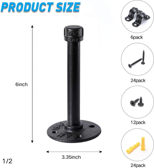 1/2" industrial black iron pipe shelf brackets, rustic shown in use