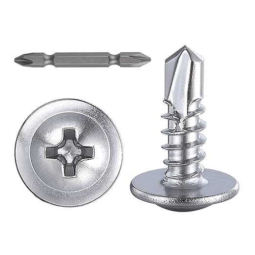 Wensilon（300pcs）#8×1/2”for Sheet Metal Self-Tapping Screws 410 Stainless Steel by Wensilon