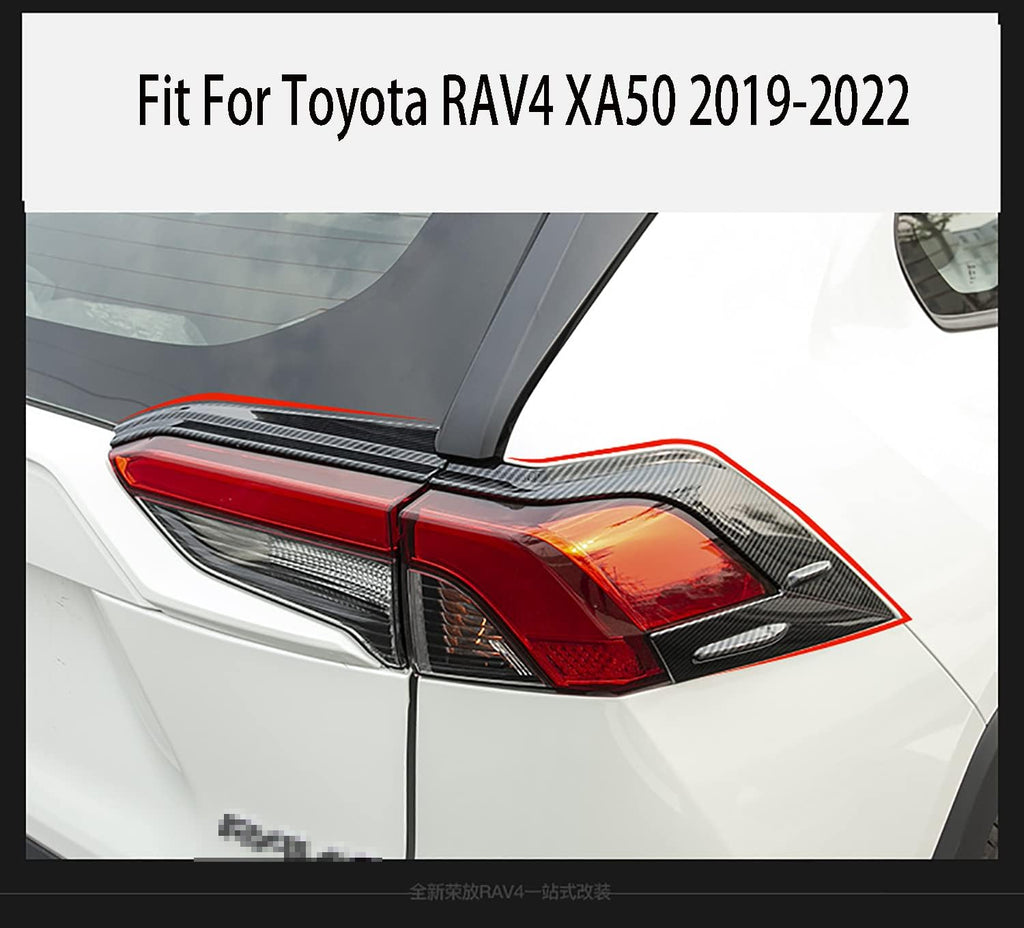 Car Accessories Fit for Toyota RAV4 2019 2020 2021 2022 2023 2024 2025 Tail Light Lamp Cover Frame Decor Trim (Carbon Fiber Style) ABS 4 PCS