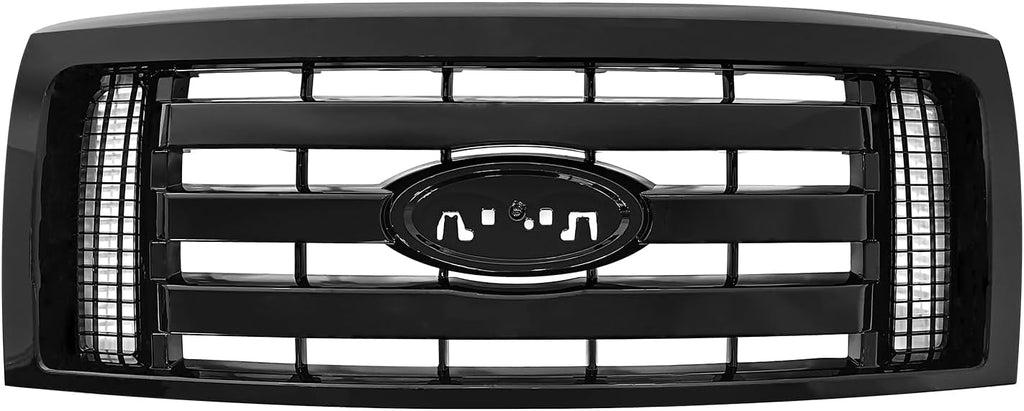 Bewild Front Bumper Grille Assembly Compatible with 2009-2014 Ford F-150 F150 XLT, Housing and Insert Grille Assembly Guards Replacement 9L3Z8200D FO1200511 (Black)