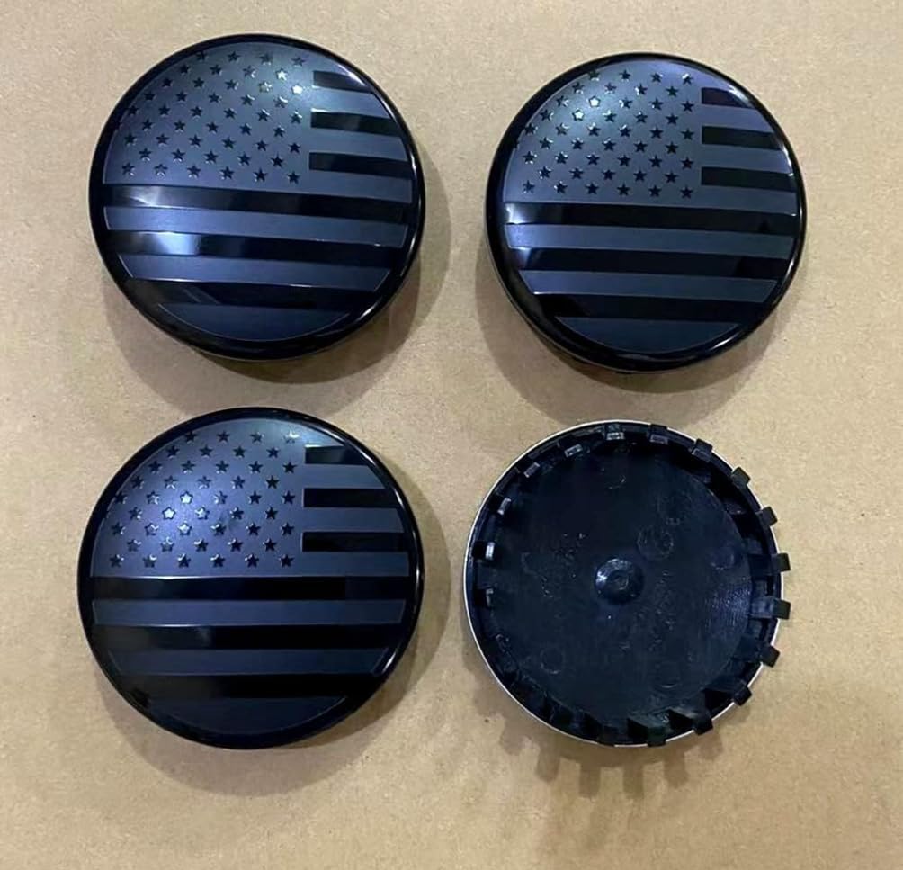 4PCS 83mm/3.27in Wheel Center Hub Caps for Chevrolet, American Flag Wheel Center Cover Compatible with Tahoe Suburban Silverado Yukon Denali Sierra (Black-us)