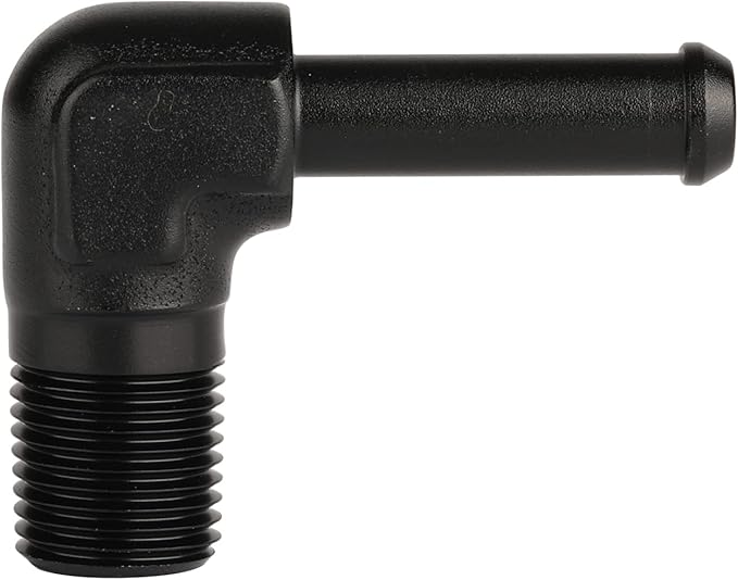 1/8 NPT Male to 1/4" Hose Barb Fitting Adapter 90 Degree Elbow Aluminum Black - Image 3
