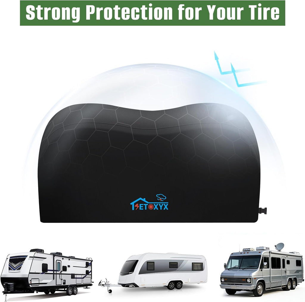 RV Tire Covers, 300D Trailer Tire Covers Fit 27"-30" Diameter Tire | 2 Pack RV Wheel Covers, Waterproof Dual Tire Cover for Camper SUV/RV/Trailer/Truck