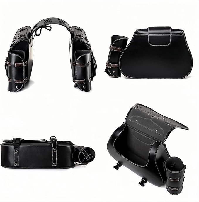 Motorcycle Saddlebags, 30L Leather Waterproof Side Saddle Bags - Image 5