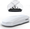 14 Cu Ft Cargo Box, Hard Shell Roof Carrier, Double-Side Opening, White | Fits most crossbars Dual-side opening Secure locking system ABS material For outdoor and travel gear