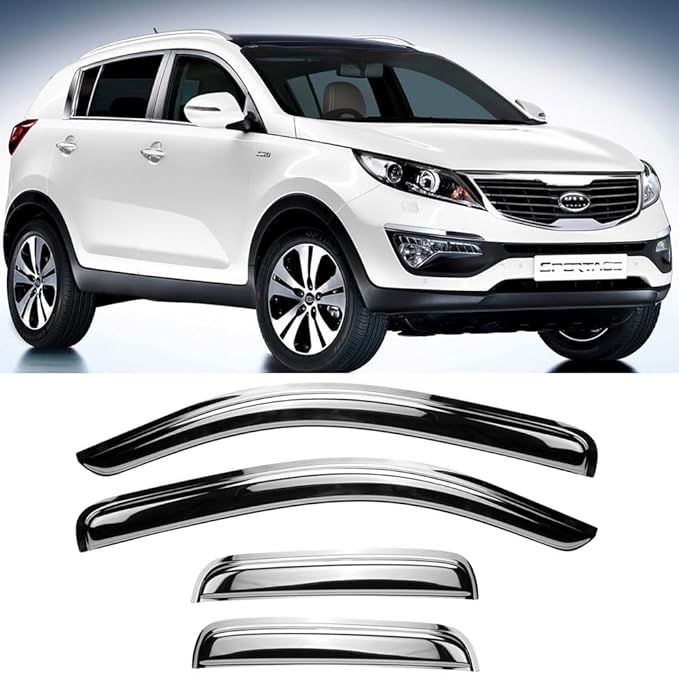Chrome Side Window Visor Wind Vent Deflector fit by Puermto
