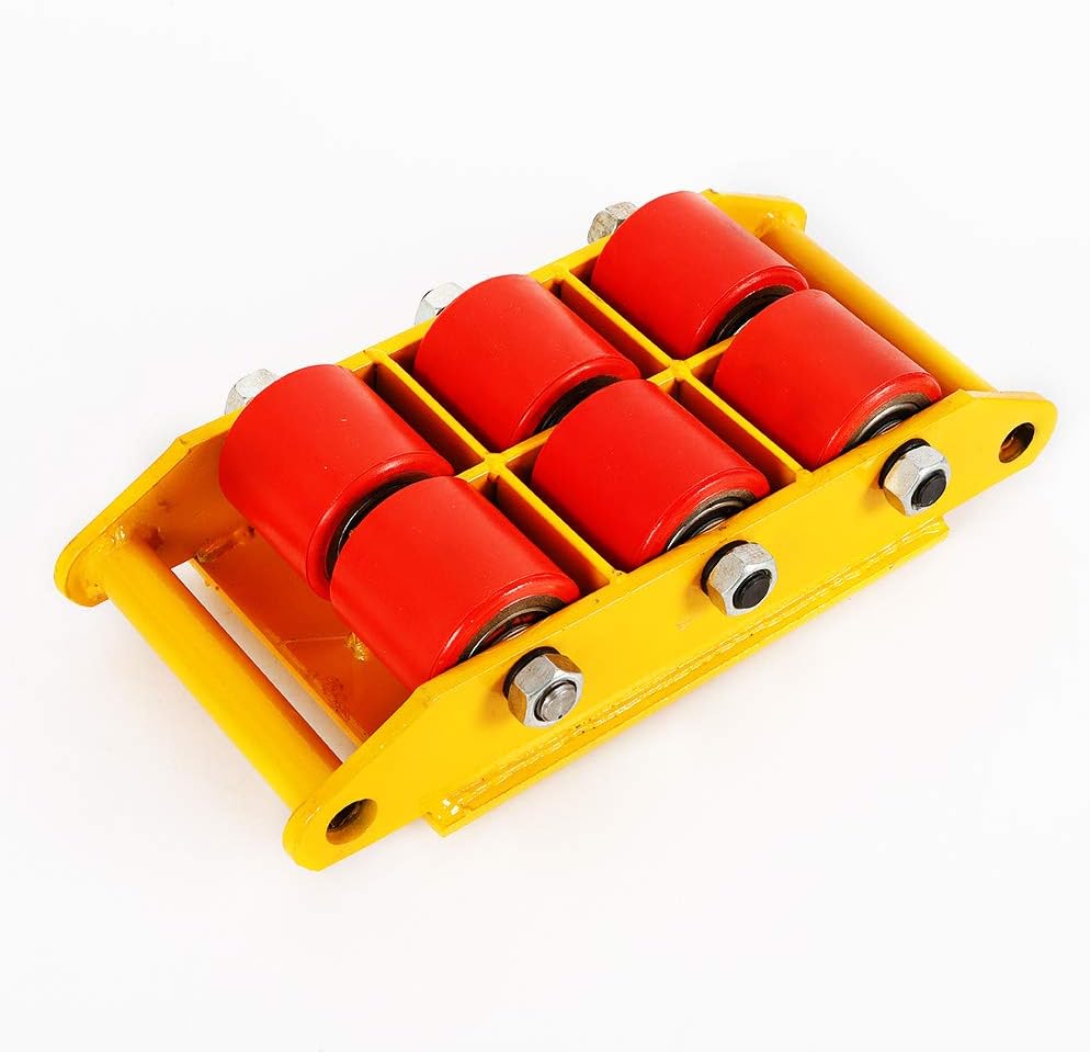 Heavy Duty Industrial Machinery Mover - 360° Rotating C Trolley with 4 Rollers, 8t Capaci Moving Skate for Effortless Equint Transport - Yellow Trailer