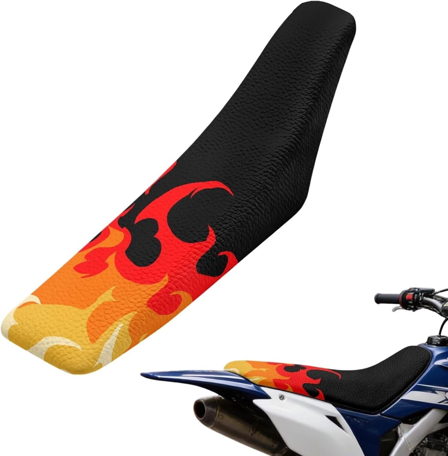 Fire Flame Dirt Bike Seat Cover Anti Slip Motorcycle Seat Cover Full Protection for E Dirt Pit Bike Ebike Motocross Motorcycle Enduro KX KLX 65 80 85 100 110 250 450