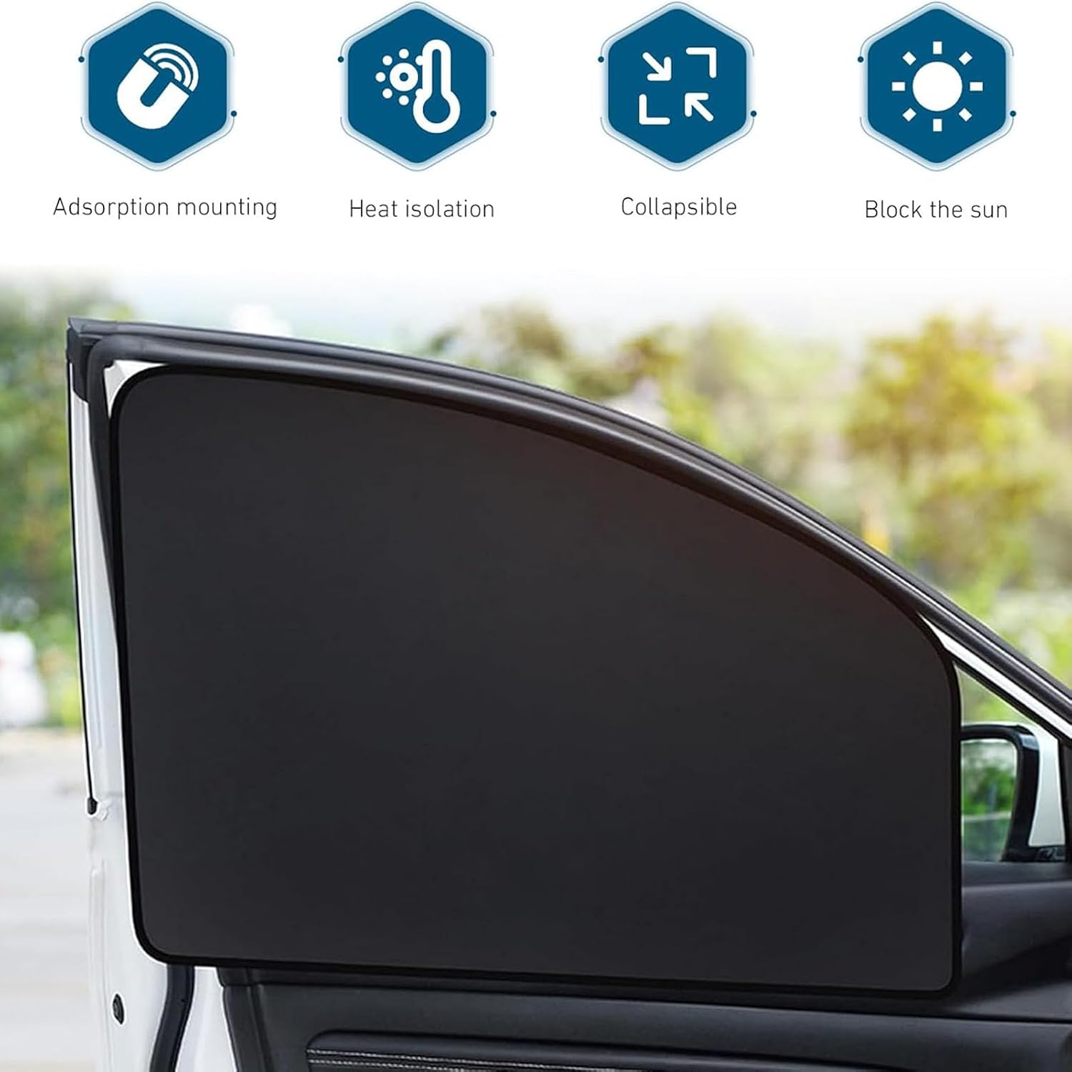 4 Pcs Car Side Window Sun Shade for GMC Canyon Crew Cab 2023-2026, Window Shade Magnetic Foldable UV Heat Protection Sun Blocker Privacy Cover Auto Accessories