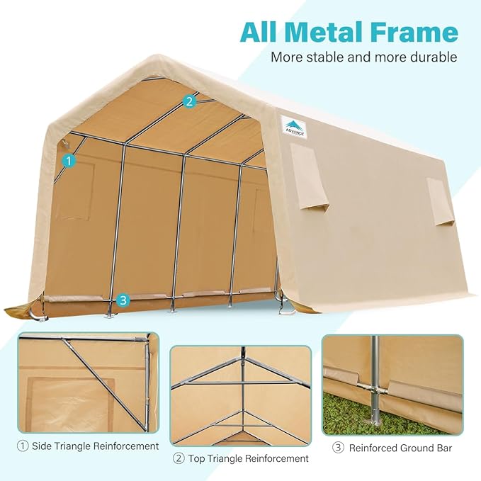 ADVANCE OUTDOOR Heavy Duty Carport 10X20 ft Outdoor Patio Portable Canopy - Image 3