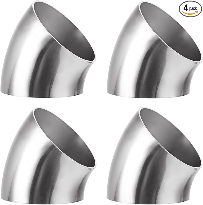 Acrux7 4 Pack 2.5 Inch 45 Degree Exhaust Elbow Pipe, 304 Stainless Steel by Acrux7