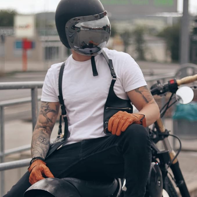 Harssidanzar Leather Motorcycle Gloves - Image 5