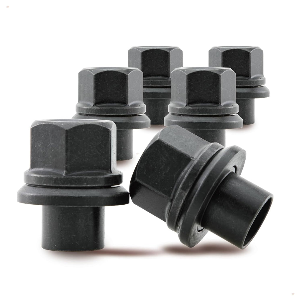Two-Piece 19mm Sleeve Flanged Wheel Nuts 6PCS, M22x1.5 Hex:33mm Black for Heavy Duty Truck Semi Truck Fit Steel Dual Wheels with Hub Piloted Seat & 26mm Bolt Hole Size