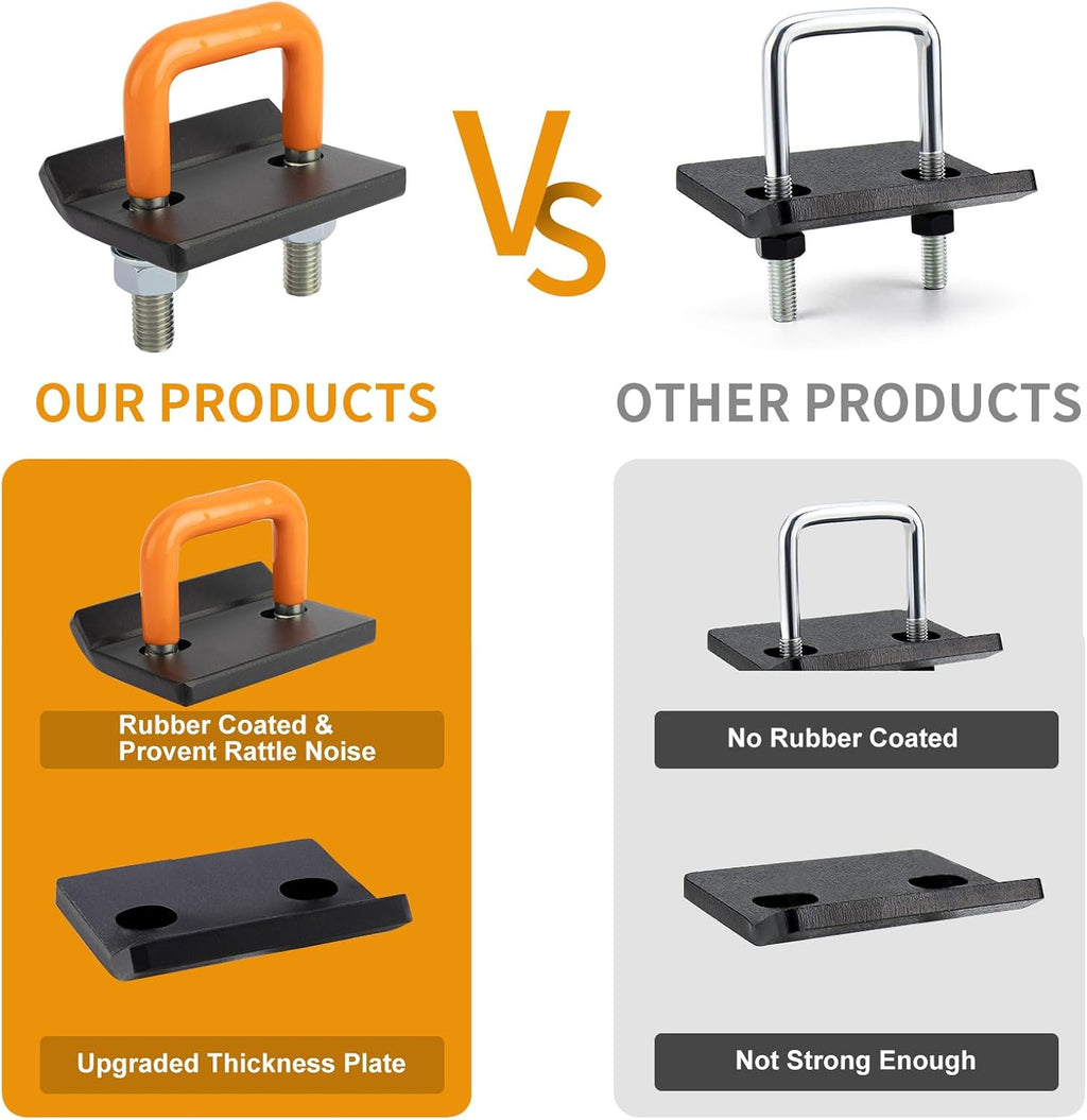Hitch Tightener for 1.25" and 2" Hitches, Heavy Duty Anti Rattle Hitch Stabilizer with Rubber Coated Reduce Movement On Hitch Mount Cargo Carrier Bike Rack, Orange (2 Pack)