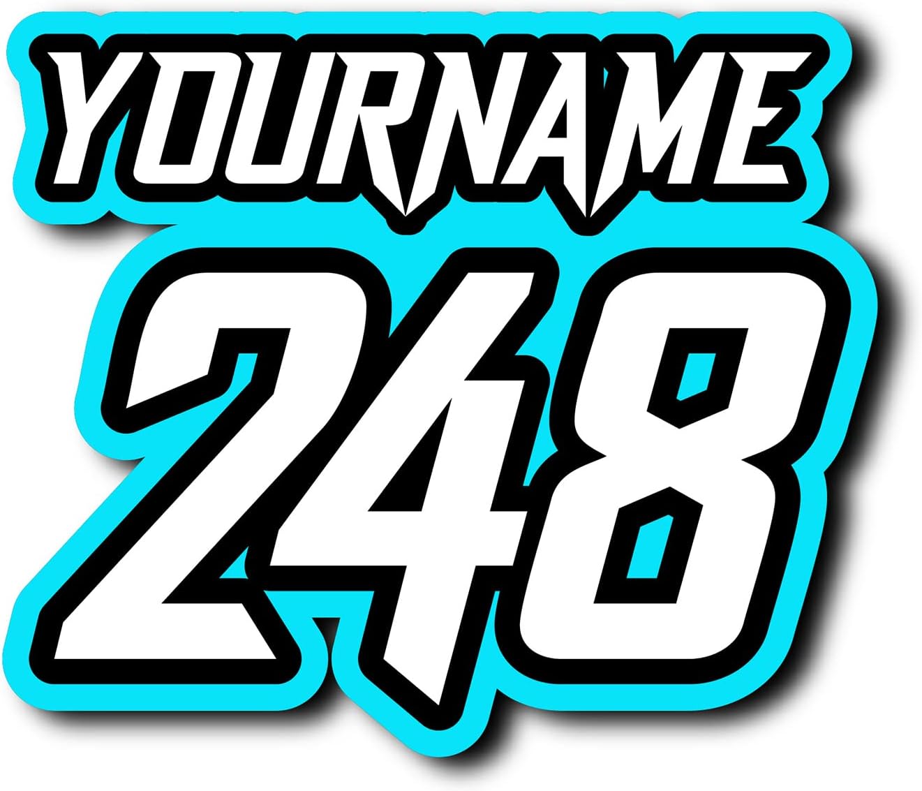 MC MOTOPARTS (Set of 3) Custom Motorcycle Motocross Racing Number Plate Decals – Personalized Number & Name – Waterproof Vinyl Stickers for Dirt Bike, ATV, Kart & Car Door (3-10 Inch)