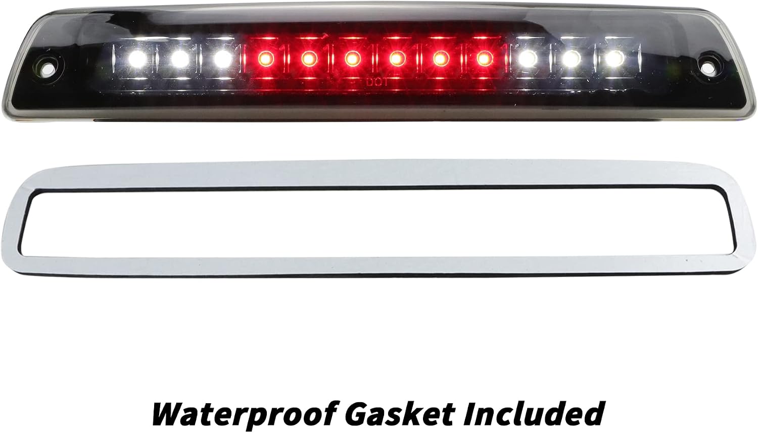 Tresound For 1994-2001 Dodge Ram 1500/2500/ 3500 Third 3rd LED Brake Light Cargo Lamp High Mount Brake Light Replacement (Black+ Smoke Lens)