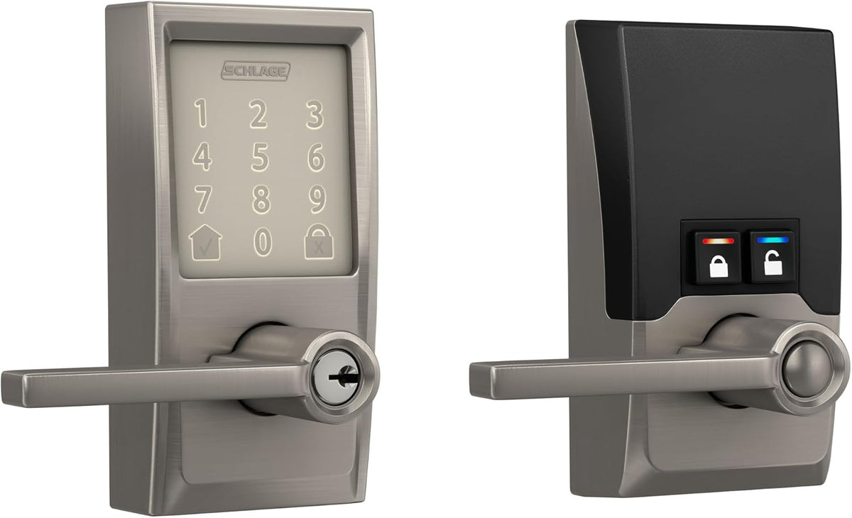 schlage encode smart wifi lock, lever handle, camelot, main product view