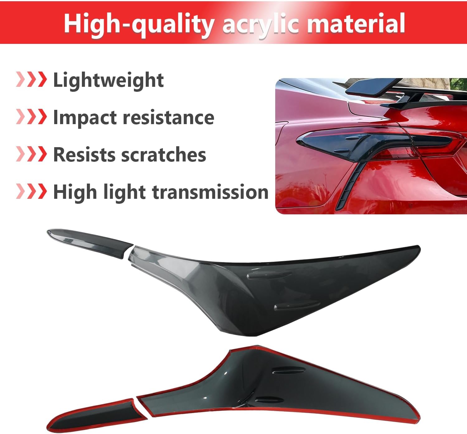 AUCERAMIC 4Pcs Tail Light Lamp Cover Guard Trim Fit 2018 2019 2020 2021 2022 2023 2024 for Toyota Camry Tail Light Frame Bezels