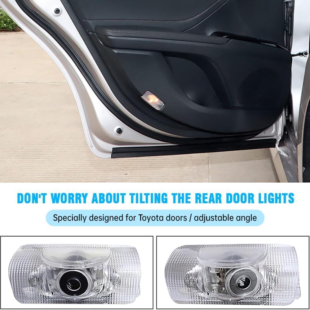 Car LED Logo Projector Puddle Light Compatible with Toyota Corolla/Camry/Highlander/Tundra/4Runner/Sienna/Prius/Venza/Sequoia/Crown, 4K-HD, Ghost Shadow Door Lamp, 2-Pack