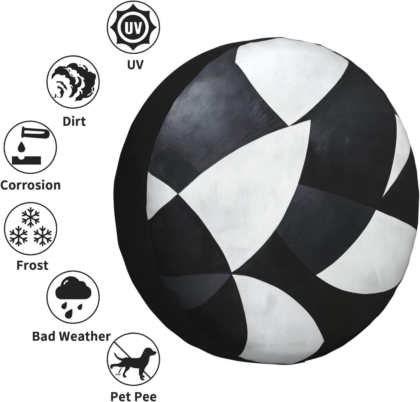 Black and White Pattern Print Universal Spare Tire Cover for RV, Jeep | Wheel Protector Fits Rv, Trailer, Jeep, Shield Tires From Sun, Dirt And Rain For Outdoor Storage