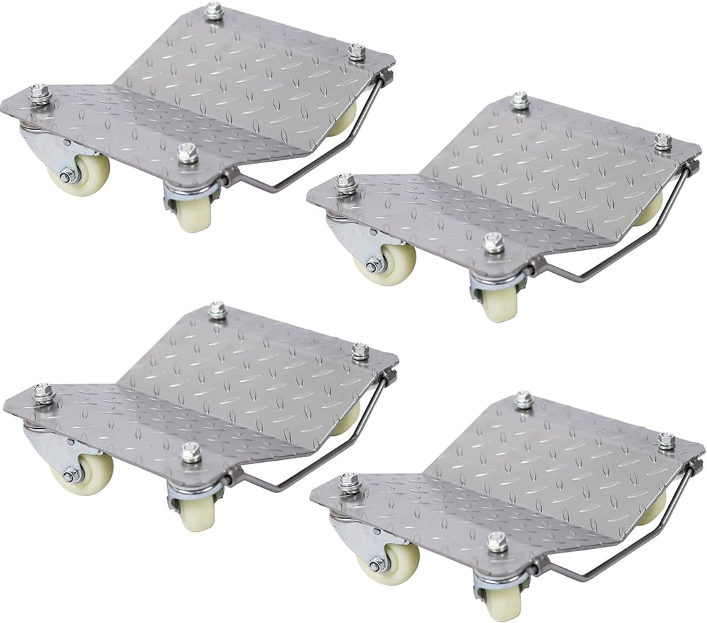 6000lbs Heavy Duty Car Wheel Dollies - 4 Pack Tire Skating Set (Gray + Metal) | Smooth Mobility: 4 universal swivel casters per dolly for 360-degree movement