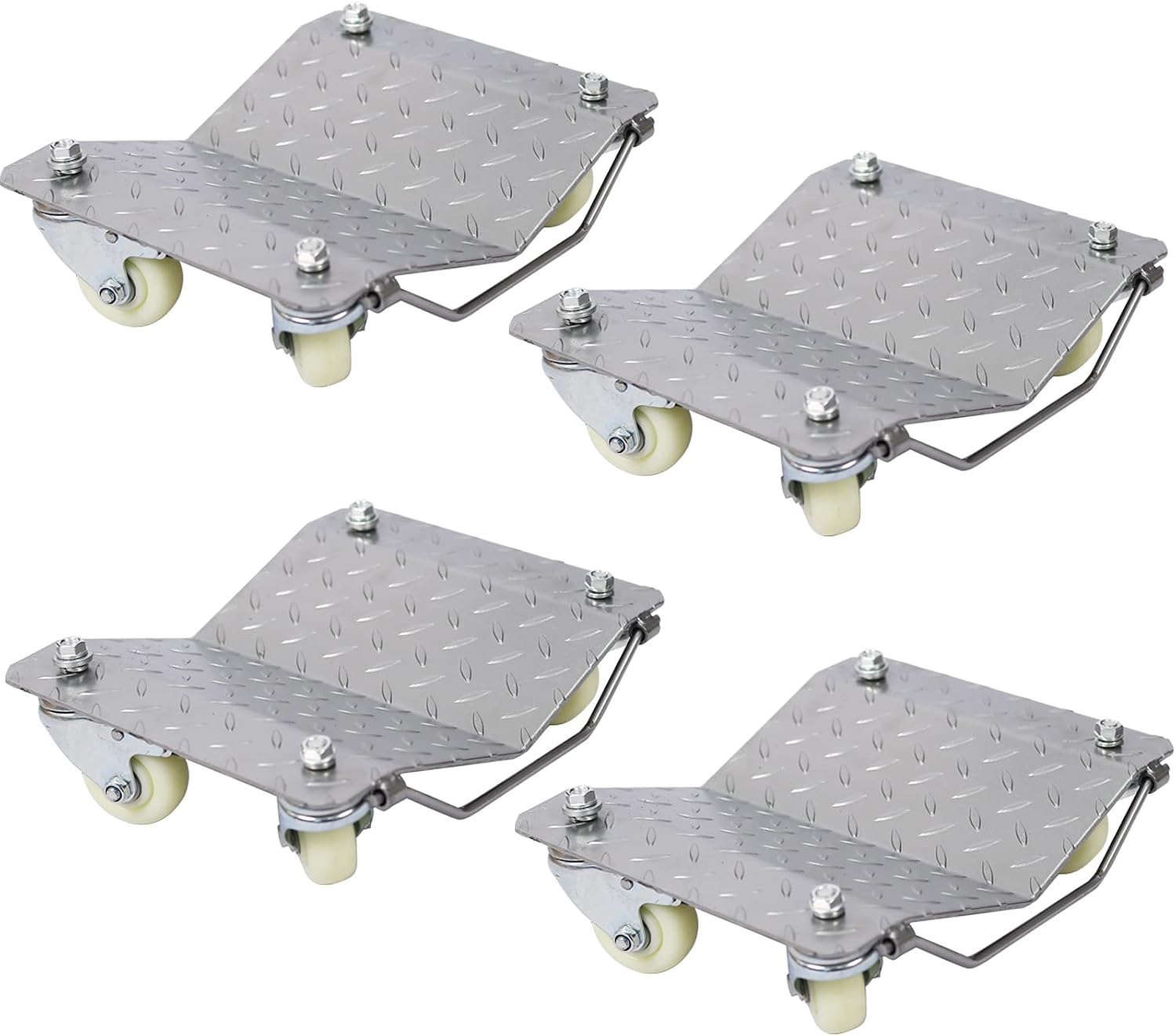 6000lbs Heavy Duty Car Wheel Dollies - 4 Pack Tire Skating Set (Gray + Metal) | Smooth Mobility: 4 universal swivel casters per dolly for 360-degree movement