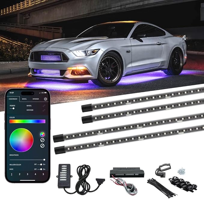 LEDGlow 4pc Bluetooth Million Color LED Underbody Underglow Accent Neon by LEDGlow