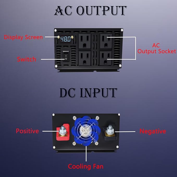 2000W Pure Sine Wave Inverter-48V DC to 110V 120V AC Power Converter - Image 3