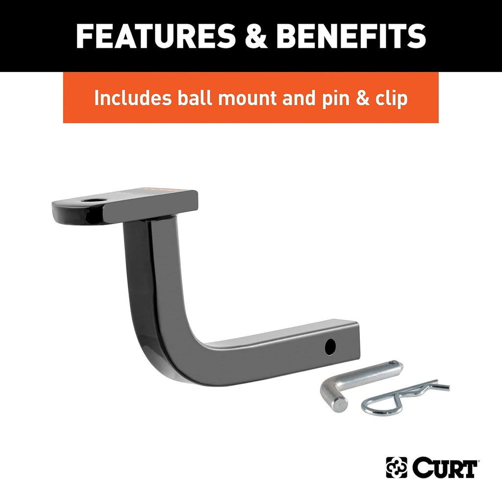 CURT 110203 Class 1 Trailer Hitch with Ball Mount, 1-1/4-In Receiver, Fits Select Smart Fortwo
