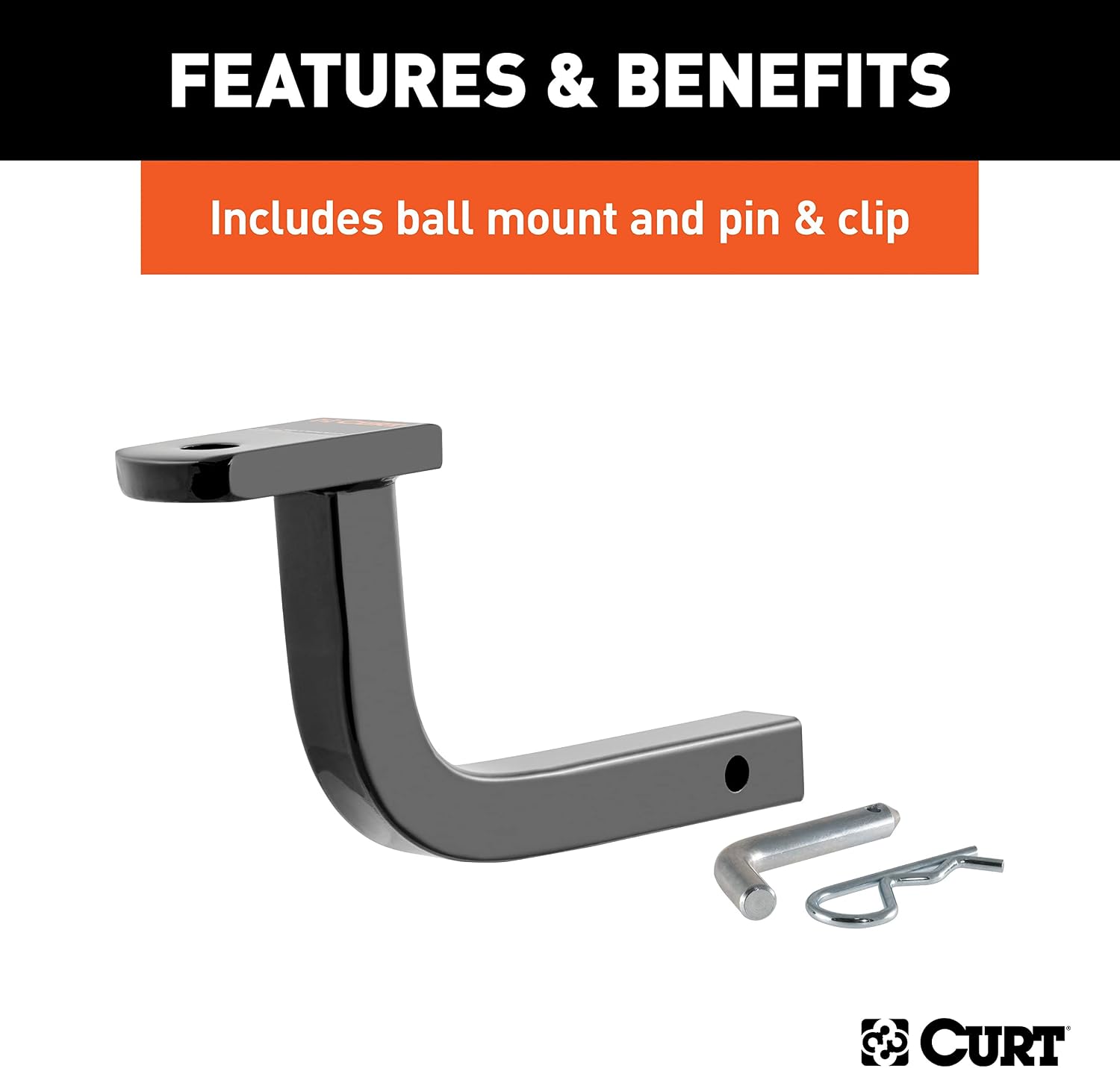 CURT 110203 Class 1 Trailer Hitch with Ball Mount, 1-1/4-In Receiver, Fits Select Smart Fortwo