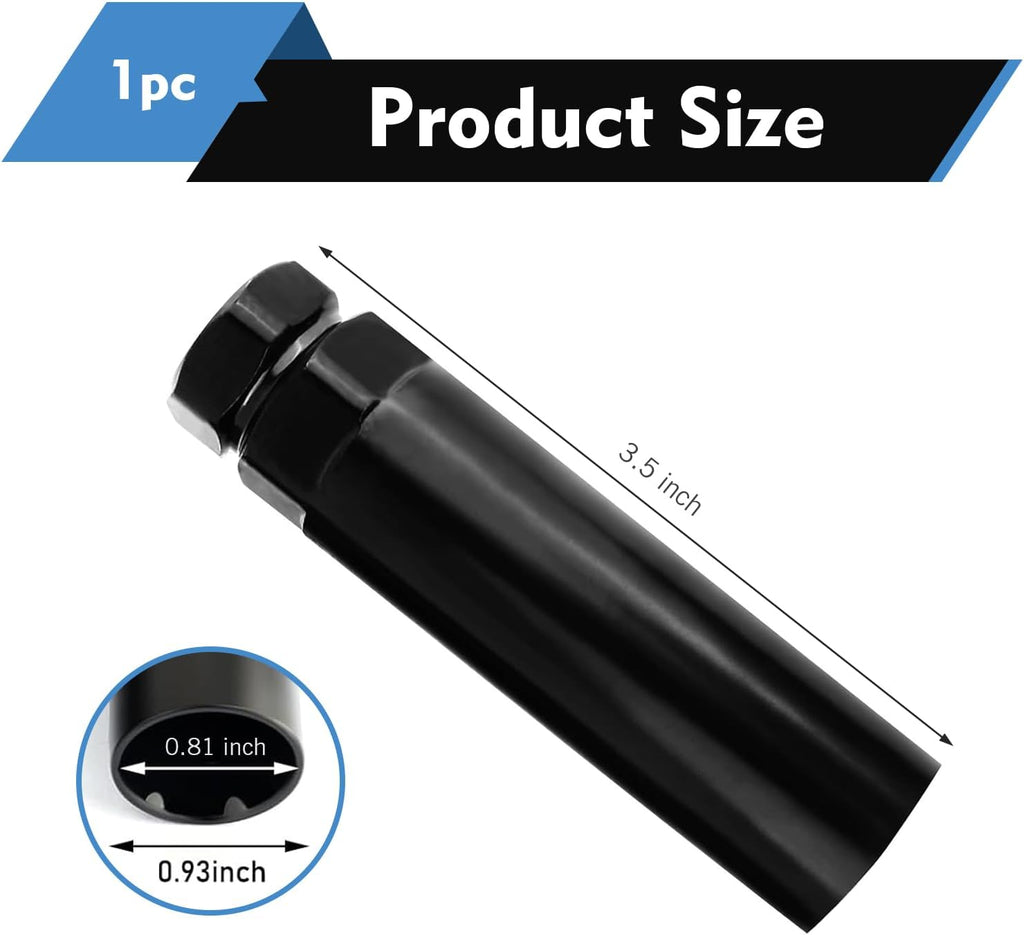 Large 6 Spline Lug Nut Socket, Durable Wheel Lock Key Replacement Tool, Professional Locking Lug Nut Remover for 21 mm 13/16" & 22 mm 7/8" Hex Socket Wrench Adapter (Black)