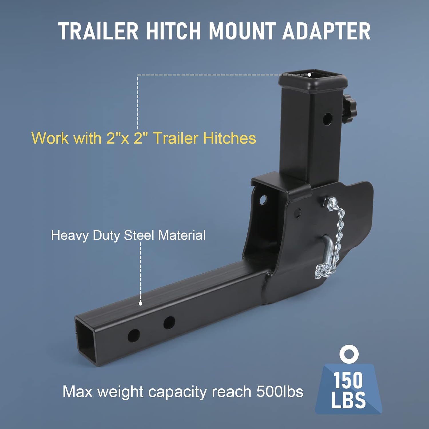 JDMSPEED Trailer Hitch Folding 2" Trailer Hitch 500LB Capacity Shank Mount Cargo Wheelchair Carrier Adapter