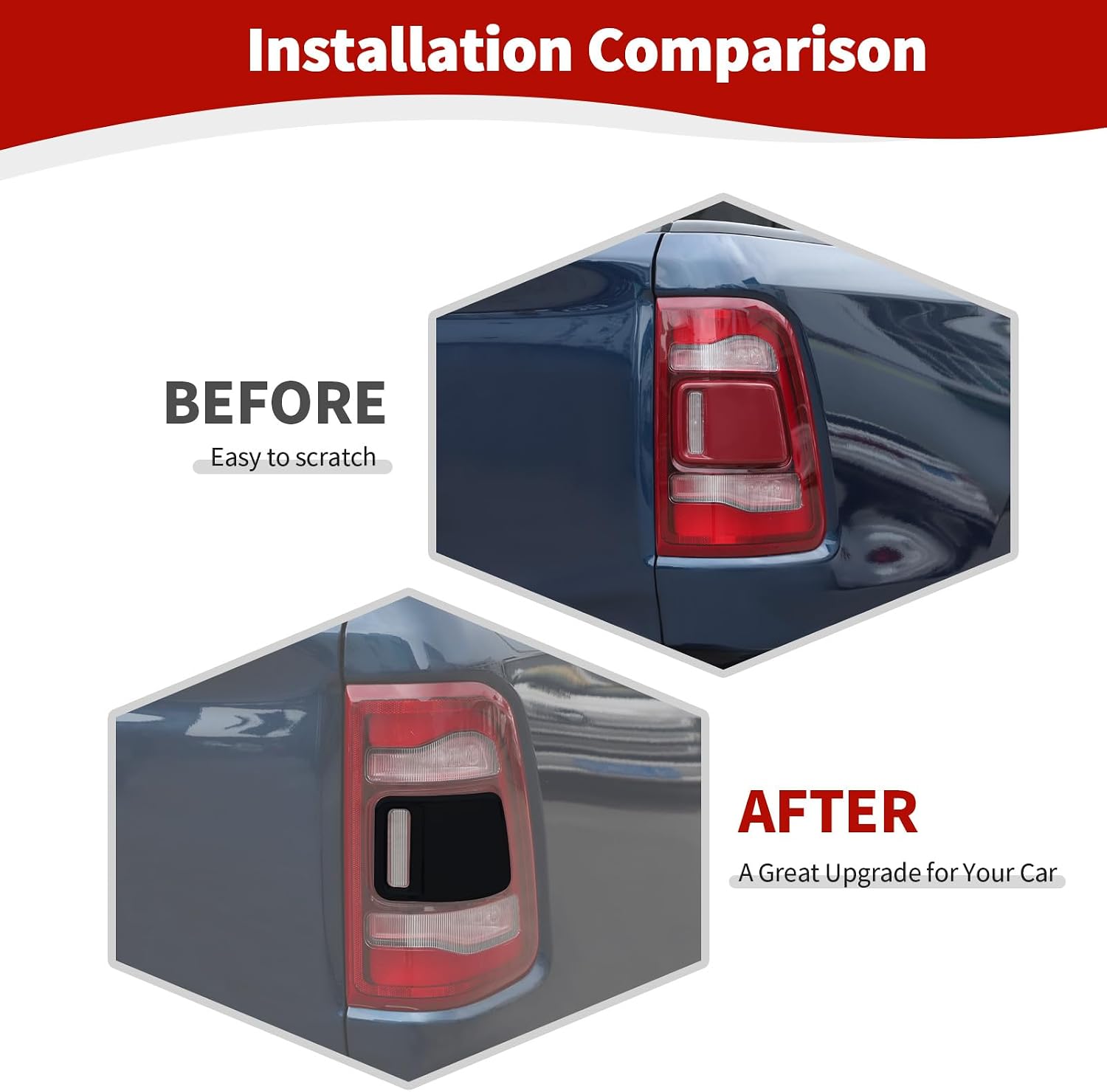 for RAM Tail Lights Cover Trim for RAM 1500 2018-Present Black Exterior Accessories 2pcs