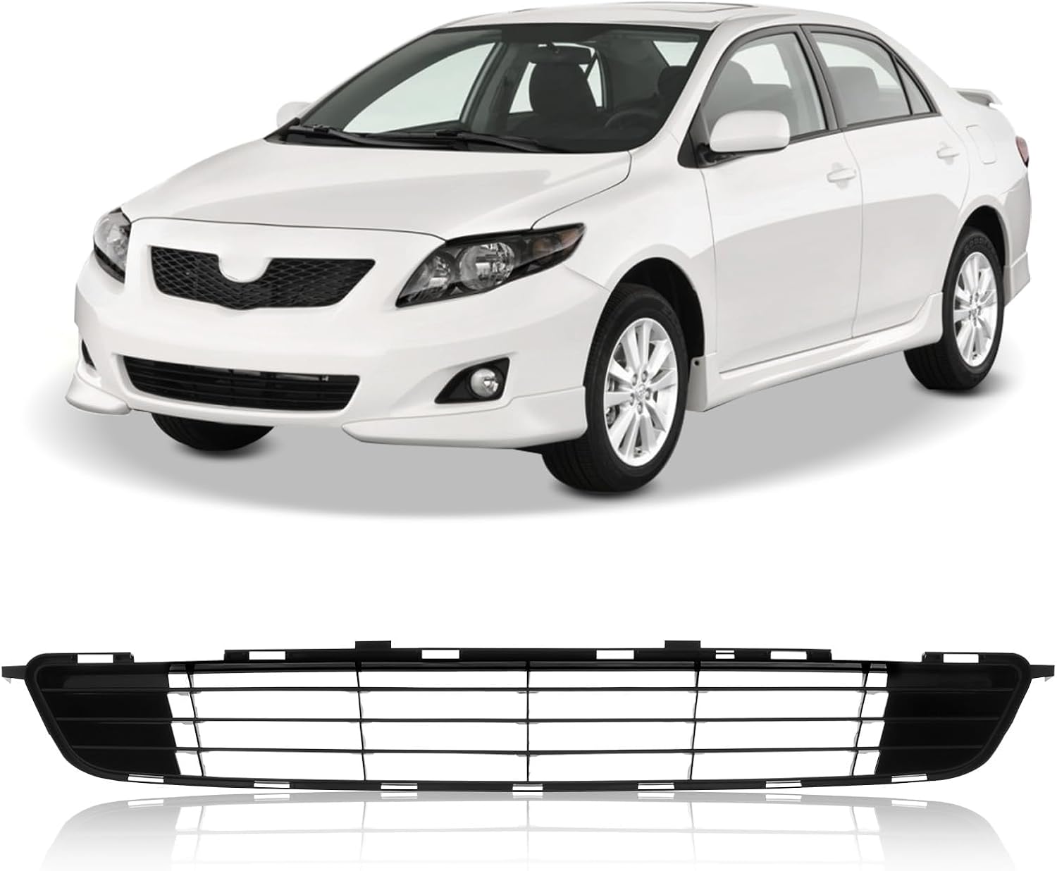 Perfit Liner Front Bumper Lower Grille Grill Compatible With 2009 2010 TOYOTA Corolla Direct Replacement Parts Primed Black TO1036111 5311202120