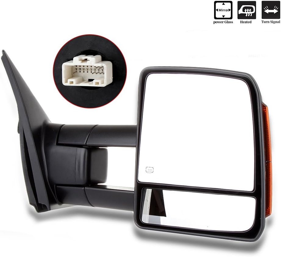 Passenger Side Towing Mirrors Fits 2007-2017 for Toyota for Tundra, Power Adjusted View Mirror with Turn Signal Indicator