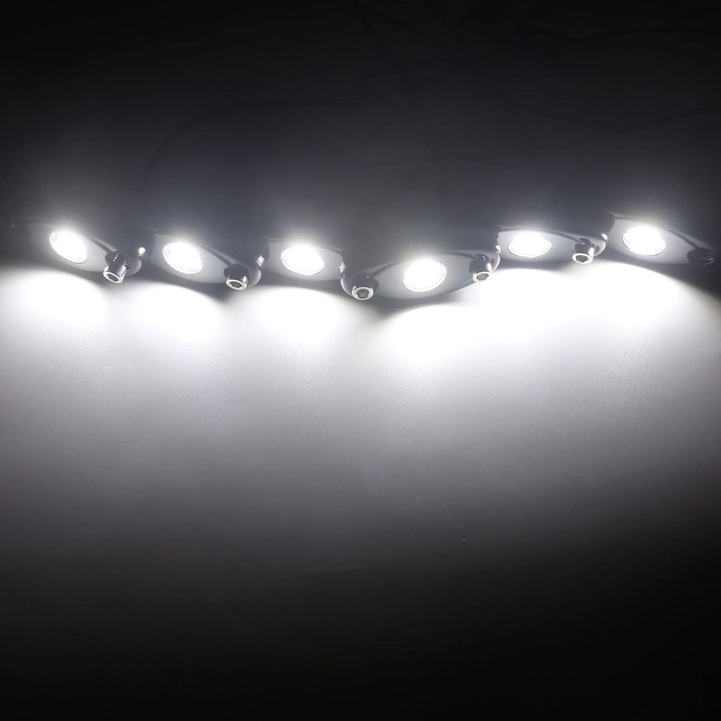 6Pods LED Rock Lights White Neon Underglow Lights for Car Trucks ATV UTV SUV Underbody Glow Trail Rig Lamp Waterproof (White)