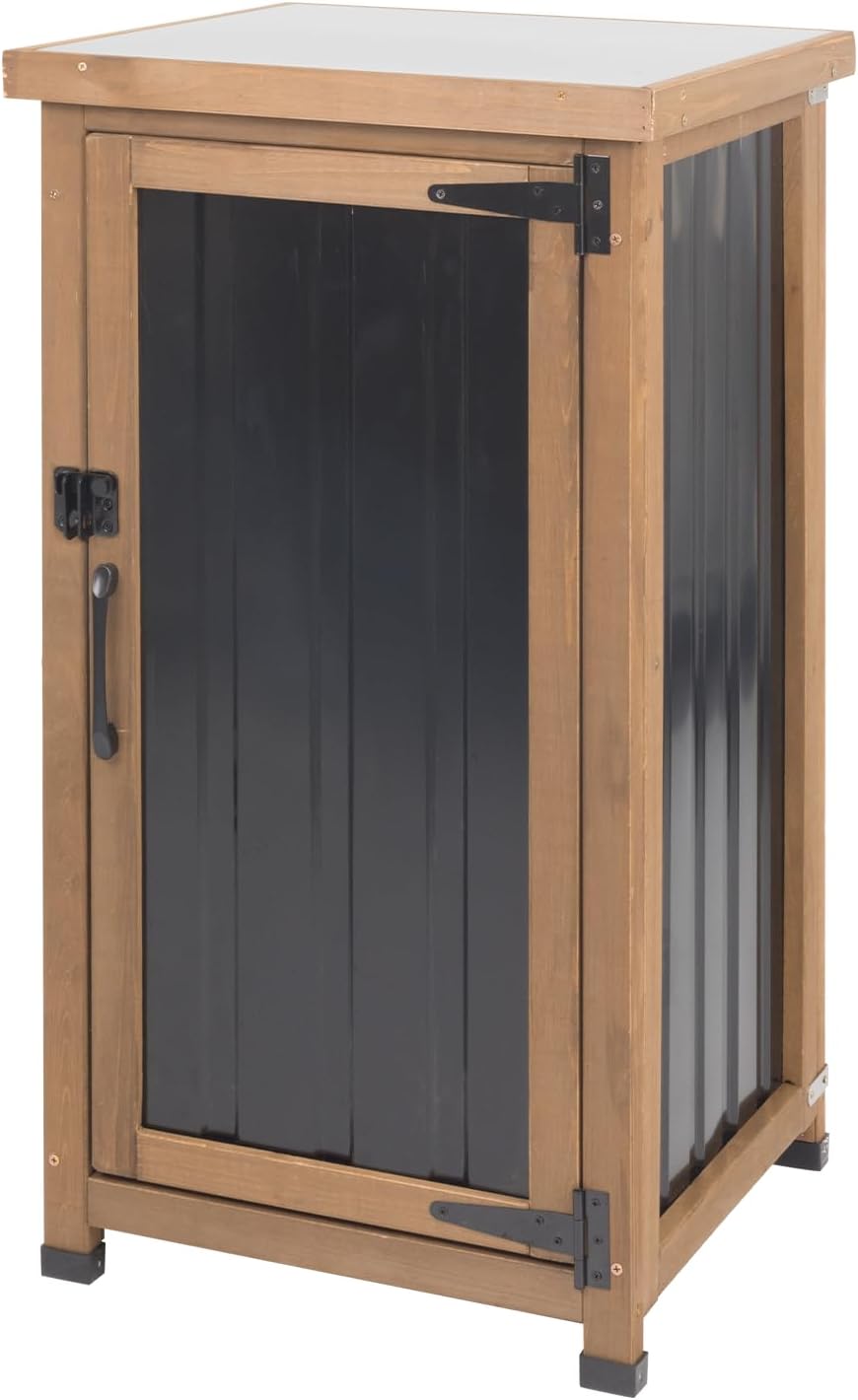 small outdoor storage cabinet, wood & metal storage, main product view