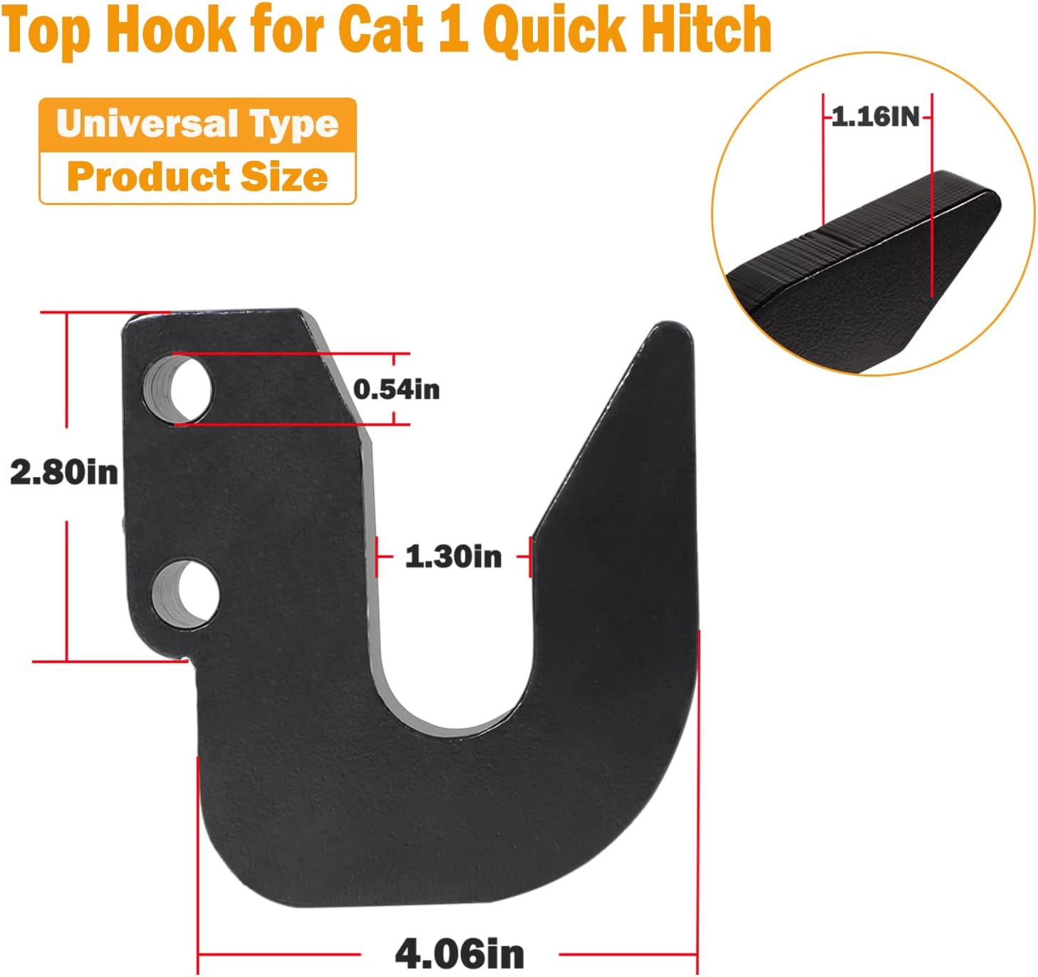 E-cowlboy Top Hook for Cat 1 Quick Hitch，Fit for Harbor Freight