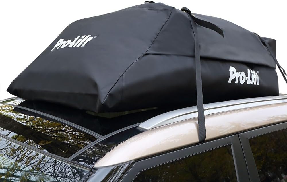 Pro-Lift Rooftop Cargo Carrier Waterproof – 15 Cubic Feet Softshell Roof Luggage Bag for All Cars with/Without Rack, Includes Anti-Slip Mat, Reinforced Straps, Door Hooks, Storage Bag