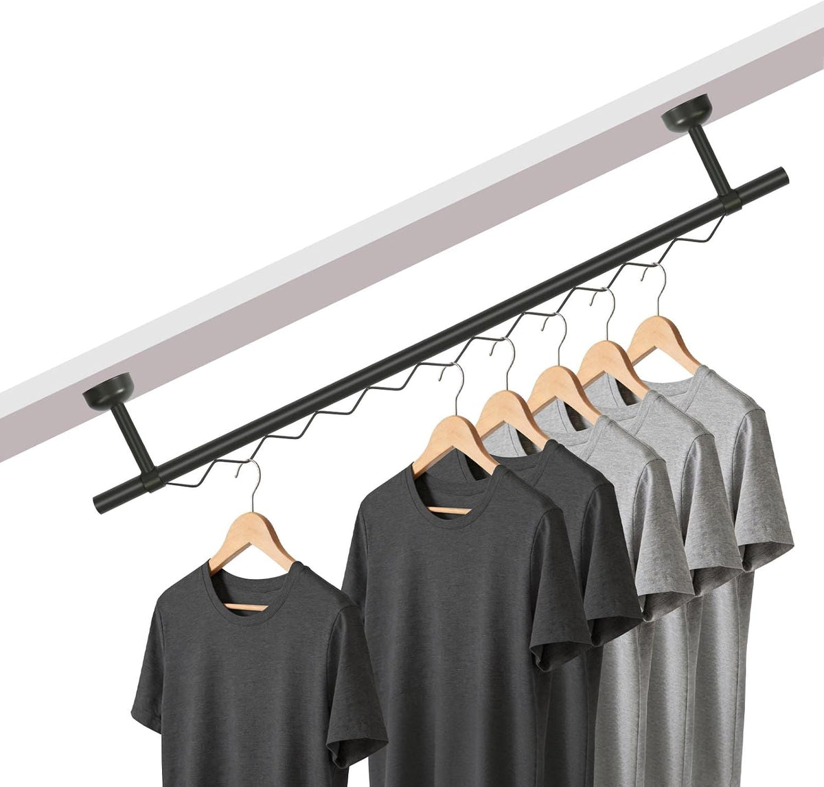 black closet rail hanging for wall mount, any-angle, main product view