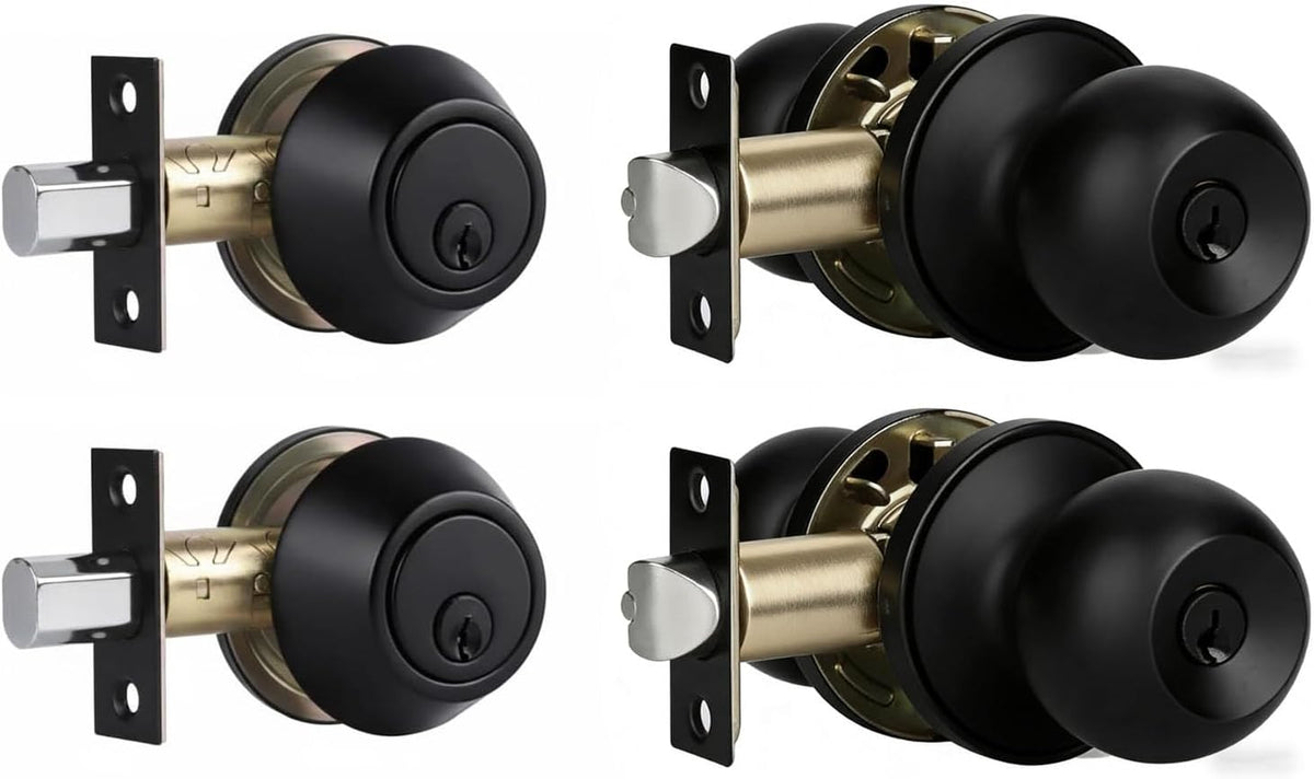 exterior door lock set with deadbolt, keyed alike, main product view
