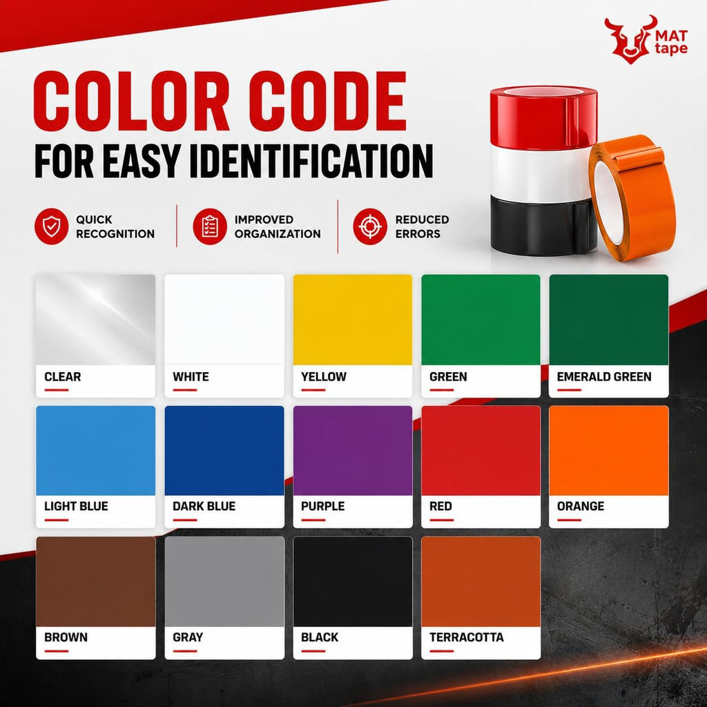 MAT Vinyl Marking Tape Terracotta - 3/8 inch x 36 yds. for Safety Floor Marking (School Gym, Restaurants, Warehouse), Dance Floor Splicing, Pinstriping Cars & Boats