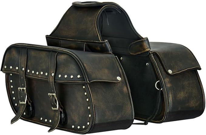 GARGOYLE BELLS Motorcycle Saddle Bags Leather Motorcycle Luggage Bag by GARGOYLEBELLS
