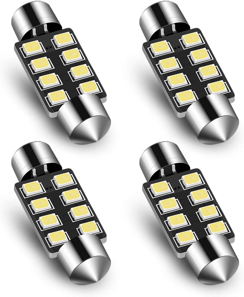 Audak Festoon LED Bulb 39mm 2835 8SMD Canbus Error Free Fit for Interior Dome Map Lights Door Courtesy Lights Trunk Lights License Plate Lights (Pack of 4)