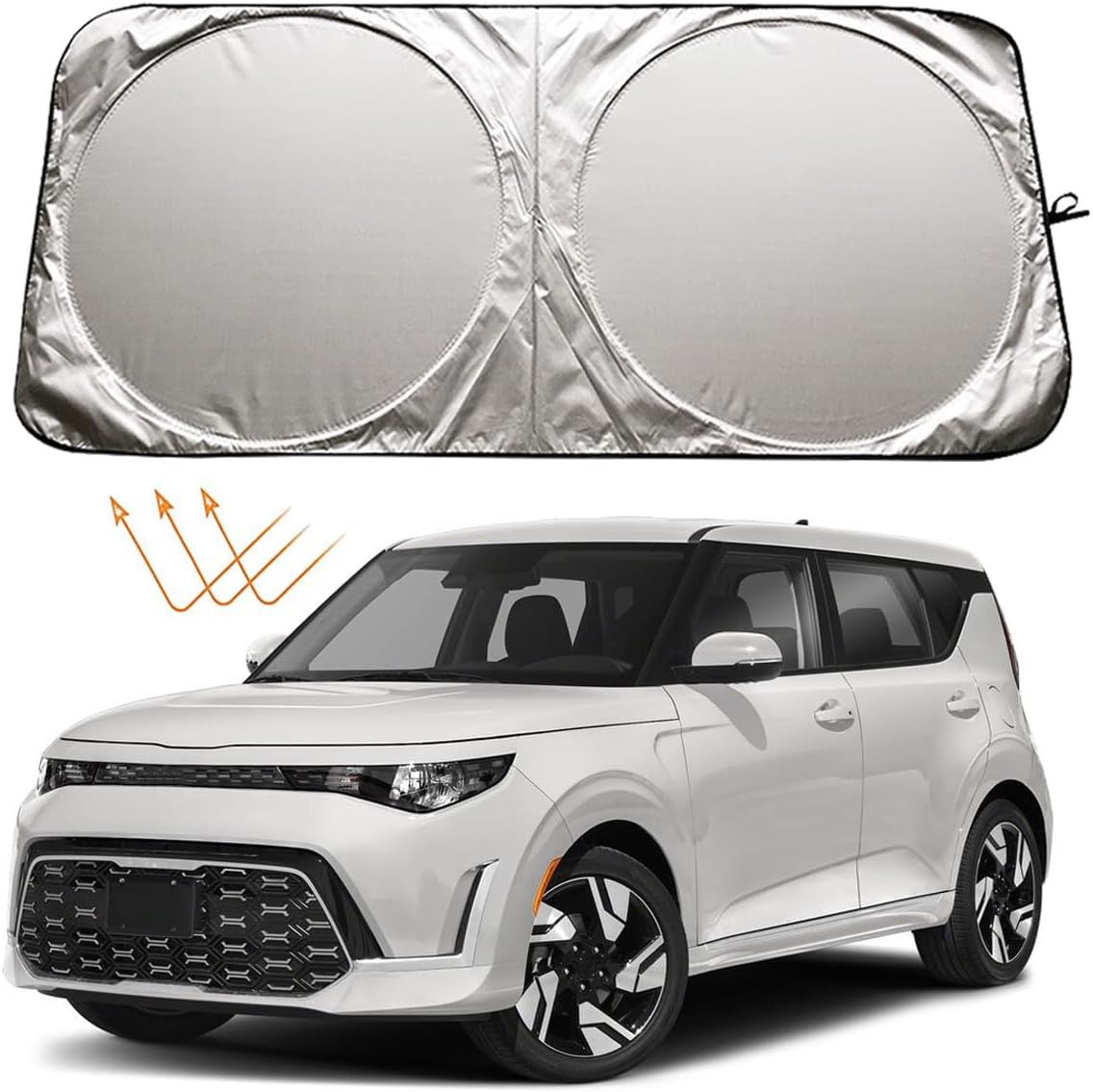 XHRING Windshield Sun Shade for Kia K5 2021-2026 Soul 2010-2025 Sportage 1995-2026 Optima 2011-2020 Seltos 2020-2027 Forte 2019-2026 Accessories, Car Window Sunshade Sun Visor Shield for Kia Rio