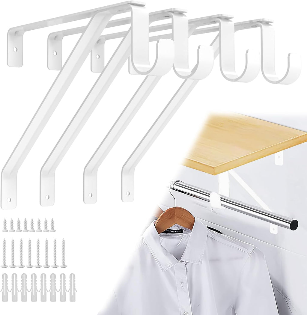 pisman heavy duty closet rod bracket adjustable 4-pack, main product view