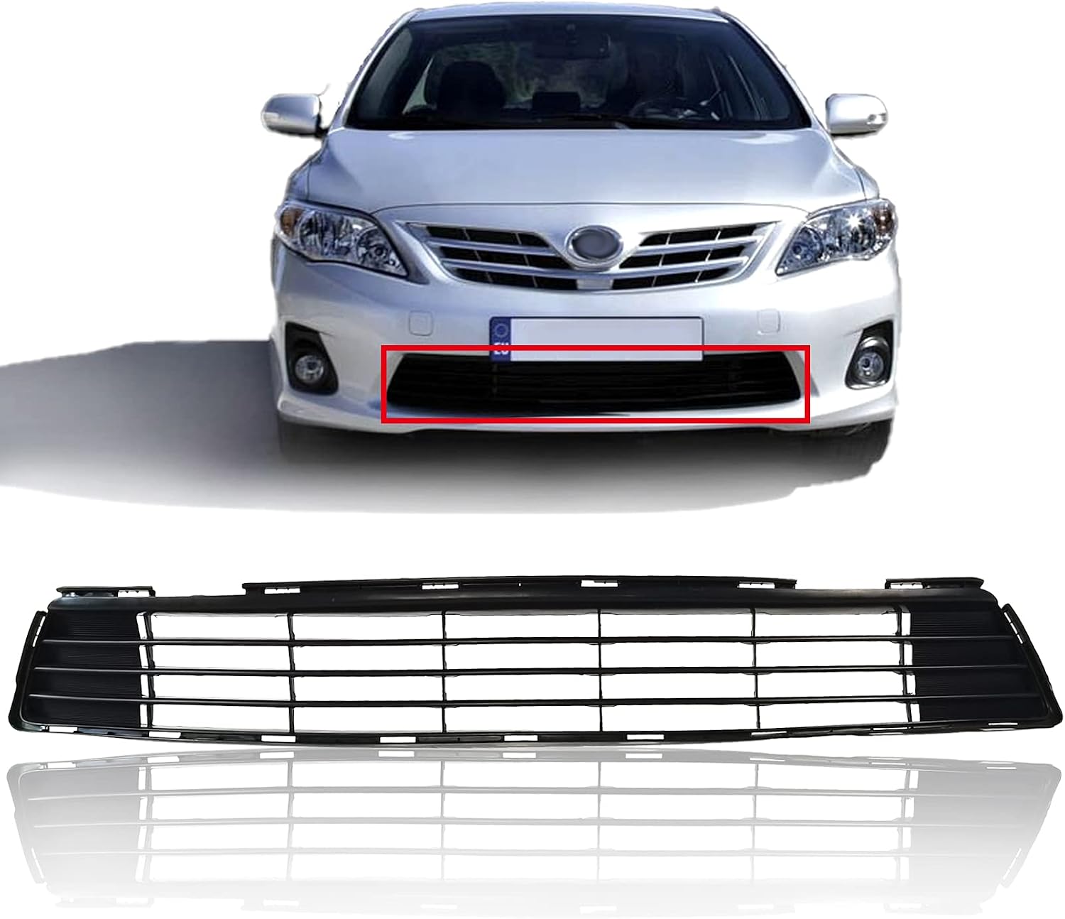 Front Bumper Lower Grille For 2011-2013 Toyota Corolla TO1036125 5311202280 | ABS, Bumper Center Insert Grille Grill Replacement Accessories,Black, Direct replacement, Easy Installation