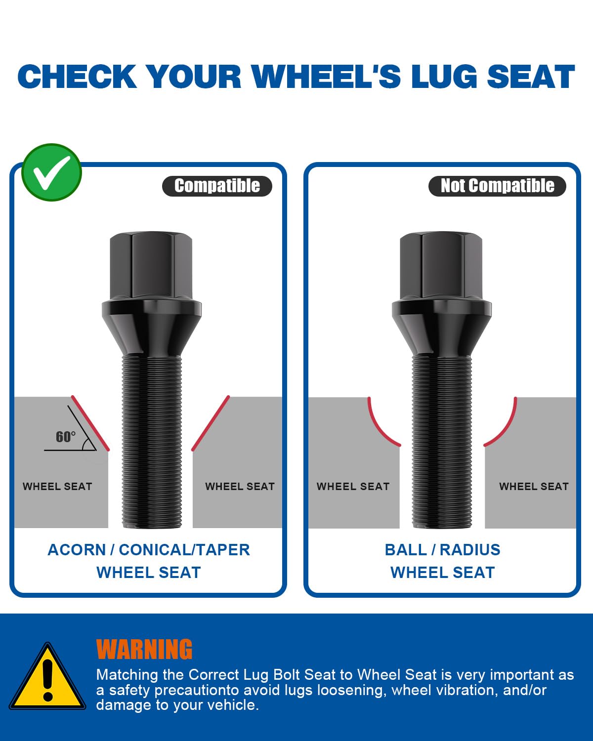 GAsupply 12X1.5 Lug Bolts Fit for E82 E88 E91 E92 E93 E36 E30 E90 E28 E34 E23, 20pcs 12-1.5 40mm Shank Extended Wheel Bolts/Studs Black, 17mm Hex, Cone Seat for 15mm Aftermarket Spacer